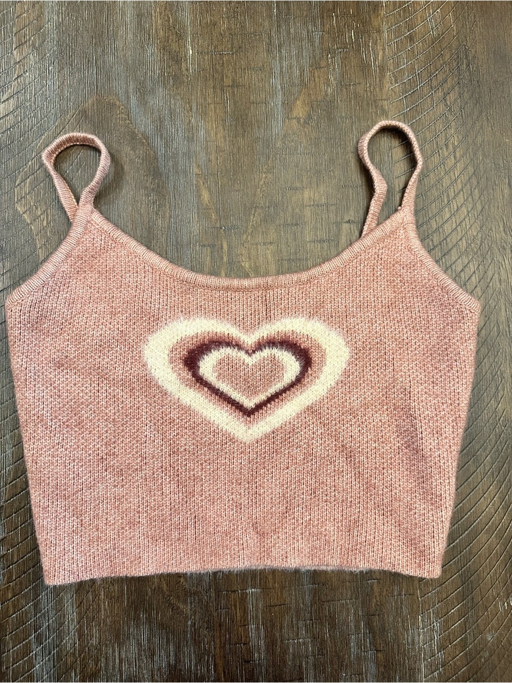 La Hearts PACSUN crop top Pink Heart Knit Cami Tank Top